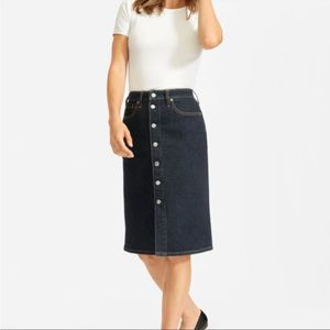 Everlane Dark Wash Denim Button-up Pencil Skirt